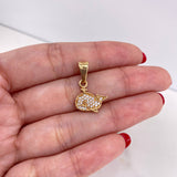 Pendant Whale 2.05gr / 2cm / White Zircons 18K Yellow Gold #