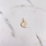 Pendant Letter Q 0.7gr / 2cm / White Zircons 18K Yellow Gold #