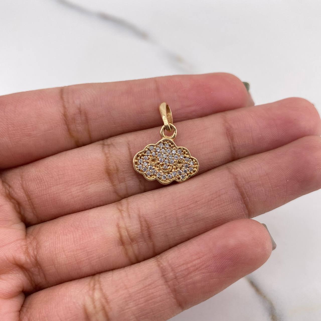 Pendant Cloud 1.45gr / 1.9cm / White Zircons 18K Yellow Gold #