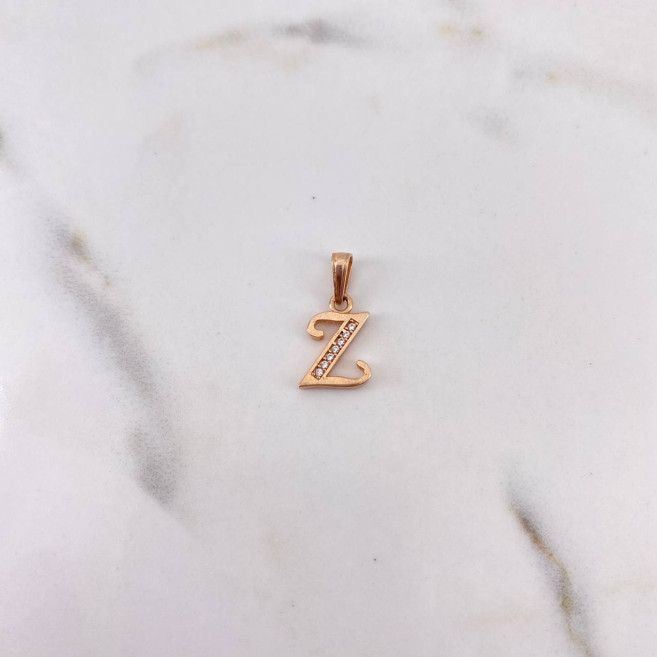 Pendant Letter Z 0.9gr / 1.7cm / White Zircons 18K Rose Gold #