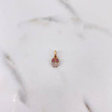 Pendant Owl 0.45gr / 1.3cm / Fuchsia White Zircons 18K Rose Gold #