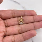 Dije Buho 0.5gr / 1.5cm / Circones Negros Blancos Oro Rosa 18K #