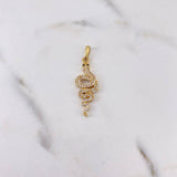 Pendant Snake 2.65gr / 3.5cm / Black and White Zircons 18K Yellow Gold #