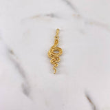 Pendant Snake 2.65gr / 3.5cm / Black and White Zircons 18K Yellow Gold #