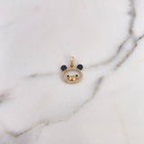 Pendant Bear Face Silhouette 1.55gr / 2cm / Black and White Zircons 18K Yellow Gold $