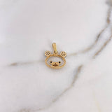 Pendant Bear Face Silhouette 1.55gr / 2cm / Black and White Zircons 18K Yellow Gold $