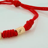 Pulsera Tejida Roja Siete Nudos 4Mm Oro Amarillo 18K
