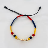 Pulsera Tejida Tricolor Escudo Selección 4Mm Oro Amarillo 18K
