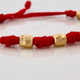Pulsera Tejida Roja Siete Nudos 5Mm Oro Amarillo 18K