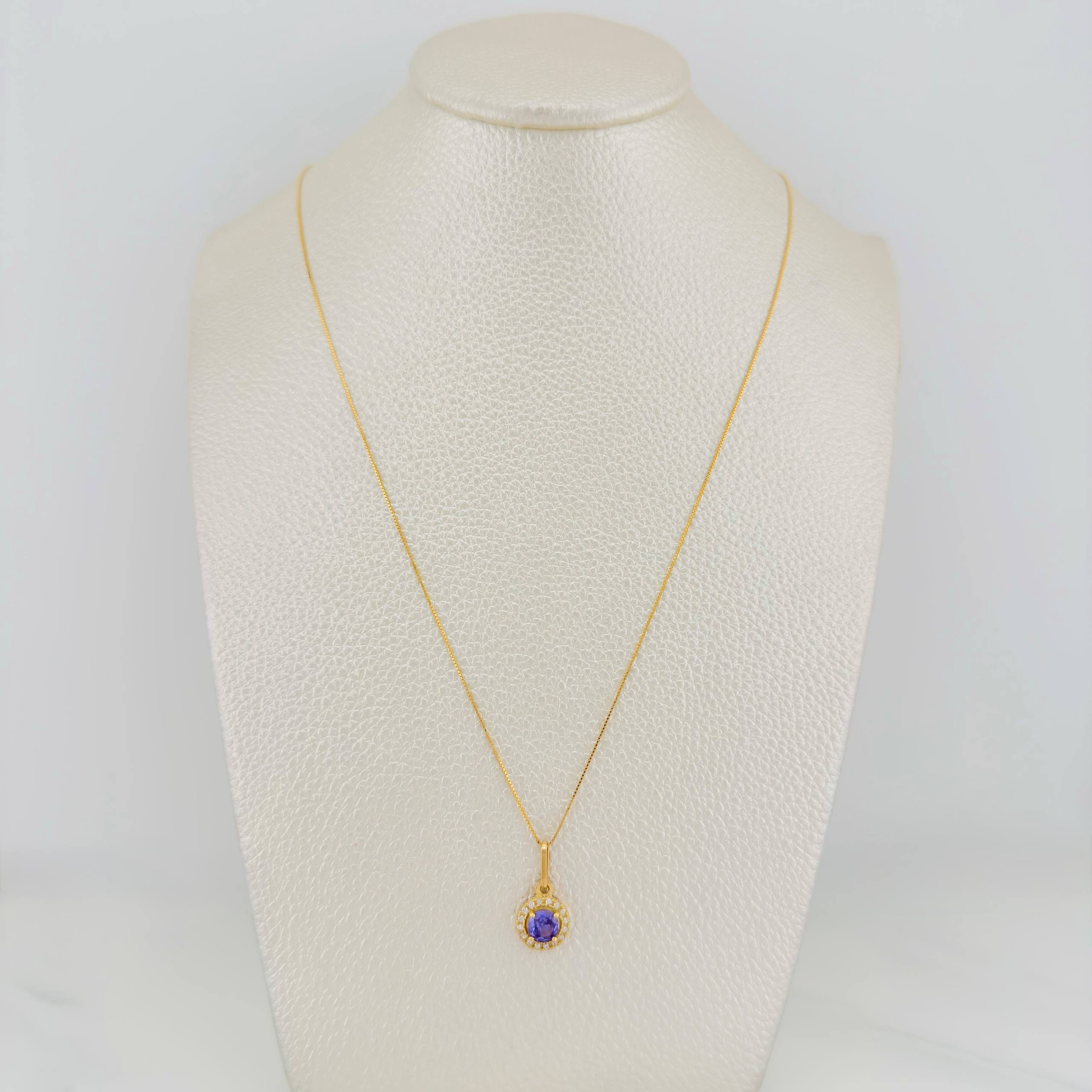 Venetian Chain + Halo Pendant / 2.2g / 18 in Yellow Gold 18K