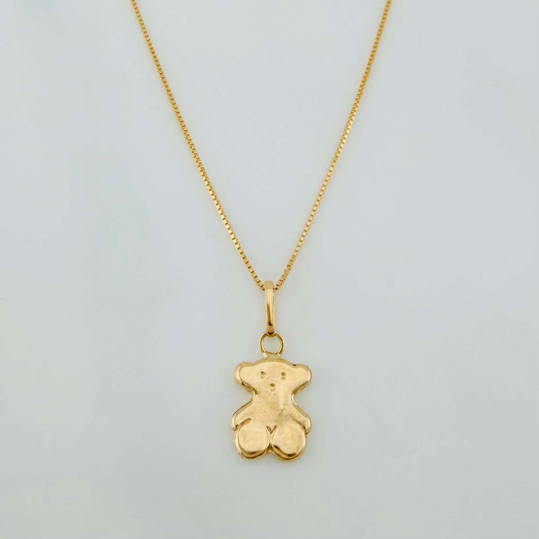 Venetian Chain + Bear Pendant Ts / 1.35g / 18 in Yellow Gold 18K