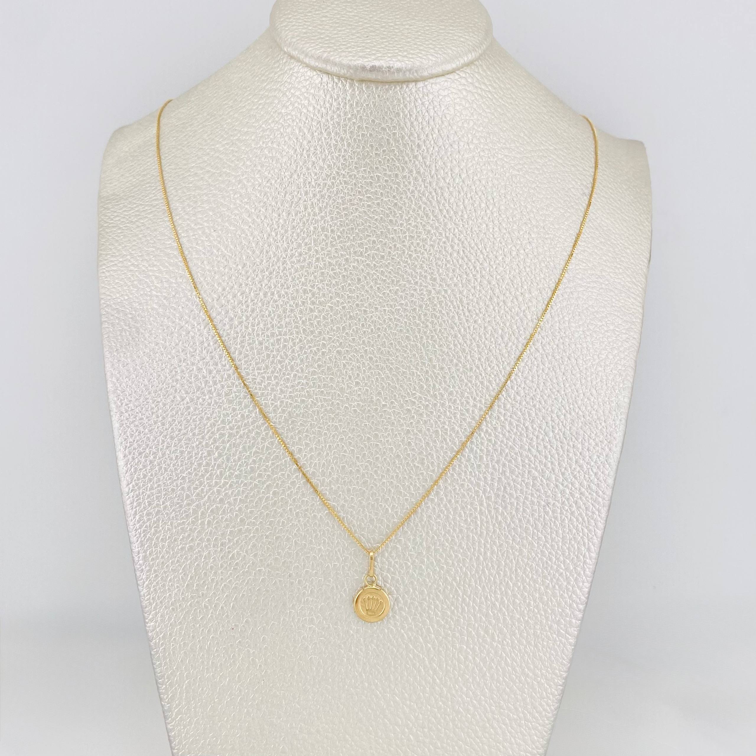 Venetian Chain Set + Crown Pendant / 1.65g / 18 in Yellow Gold 18K