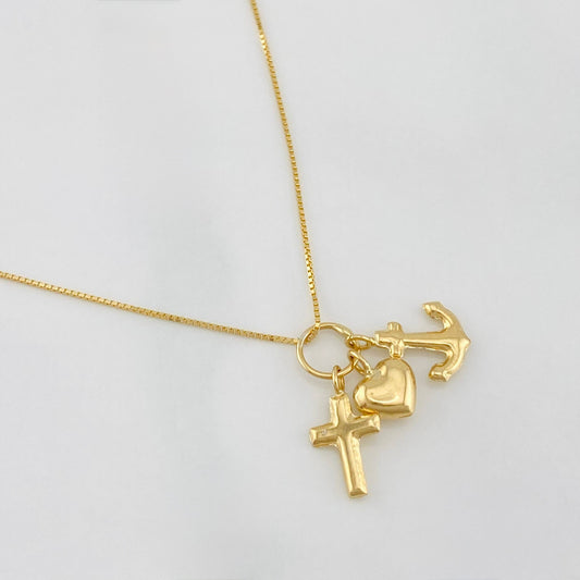 Set Cadena Veneciana + Dije Tres Gracias / 1.8 g / 17 3/4 in Oro Amarillo 18K