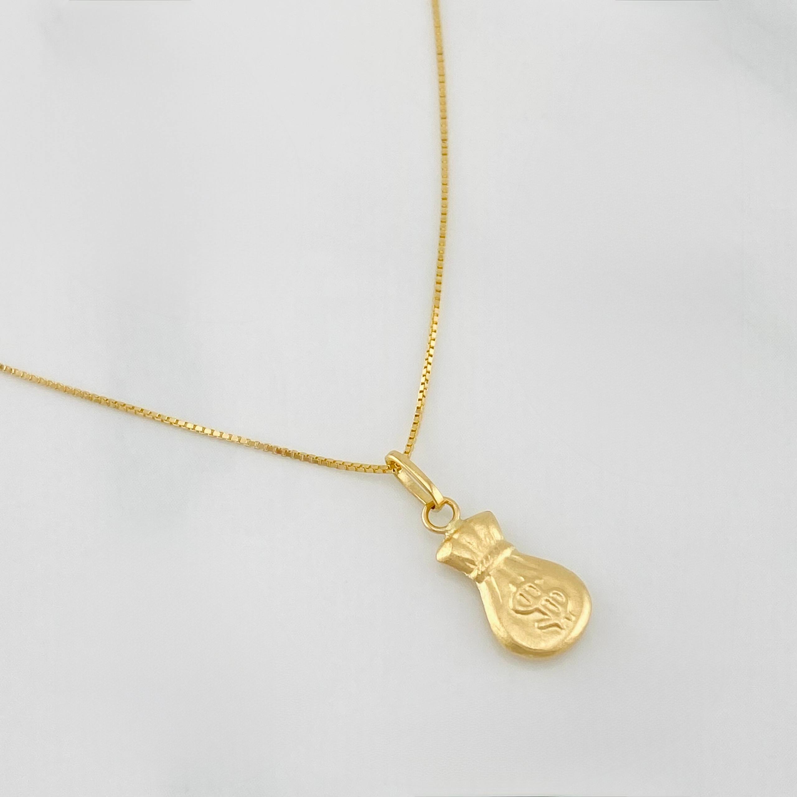 Venetian Chain + Money Bag Pendant / 1.6 g / 17 3/4 in 18K Yellow Gold