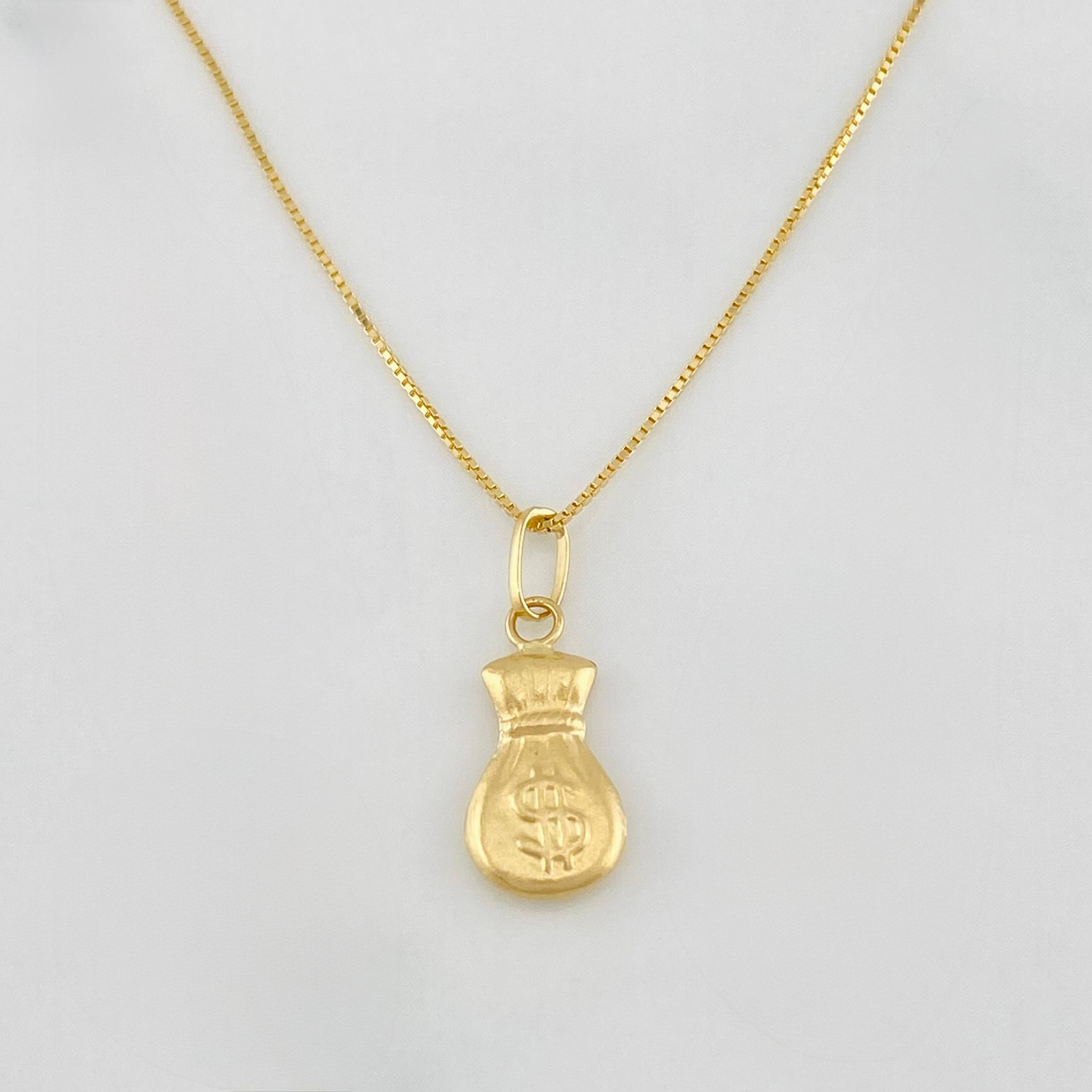 Venetian Chain + Money Bag Pendant / 1.6 g / 17 3/4 in 18K Yellow Gold
