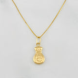 Venetian Chain + Money Bag Pendant / 1.6 g / 17 3/4 in 18K Yellow Gold