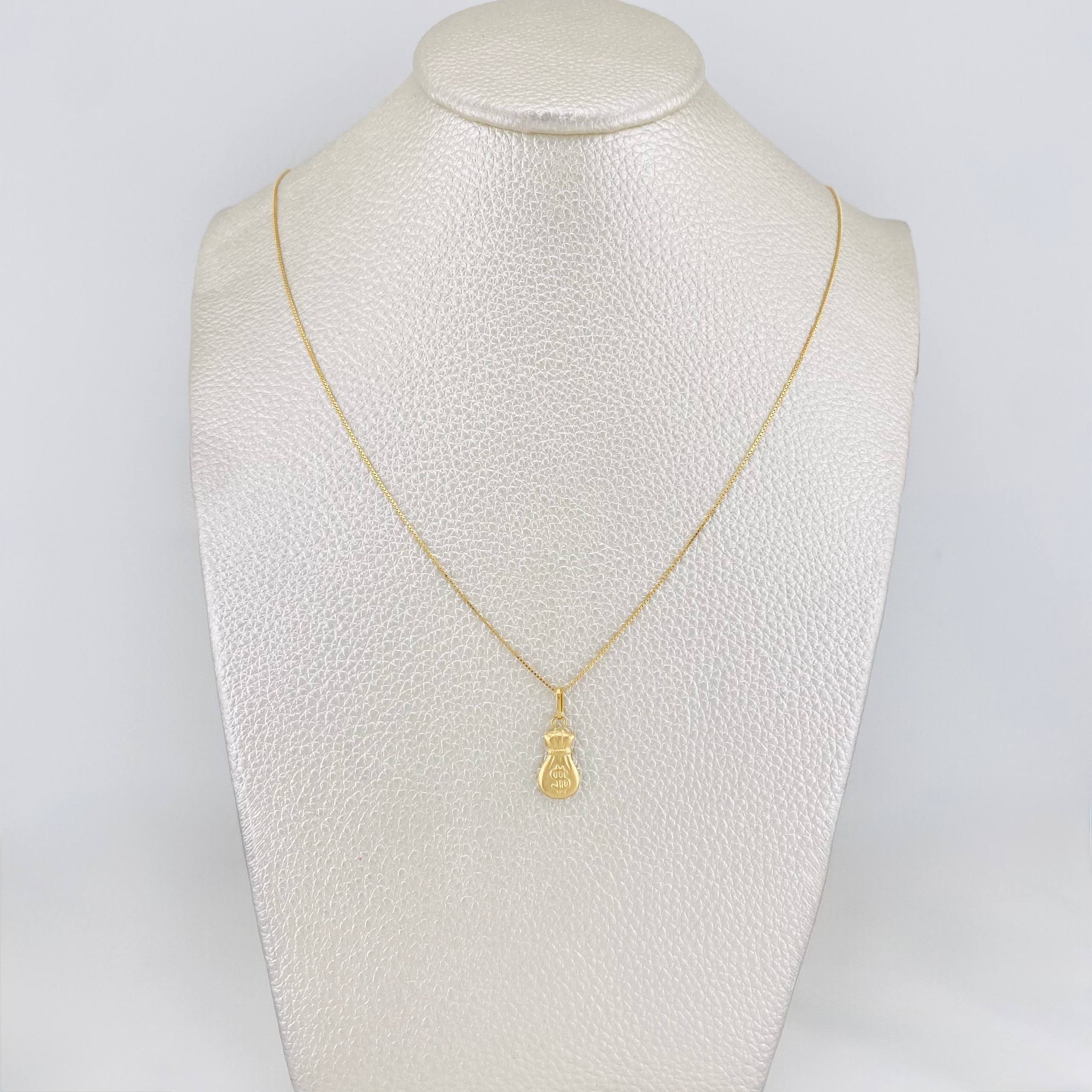 Venetian Chain + Money Bag Pendant / 1.6 g / 17 3/4 in 18K Yellow Gold