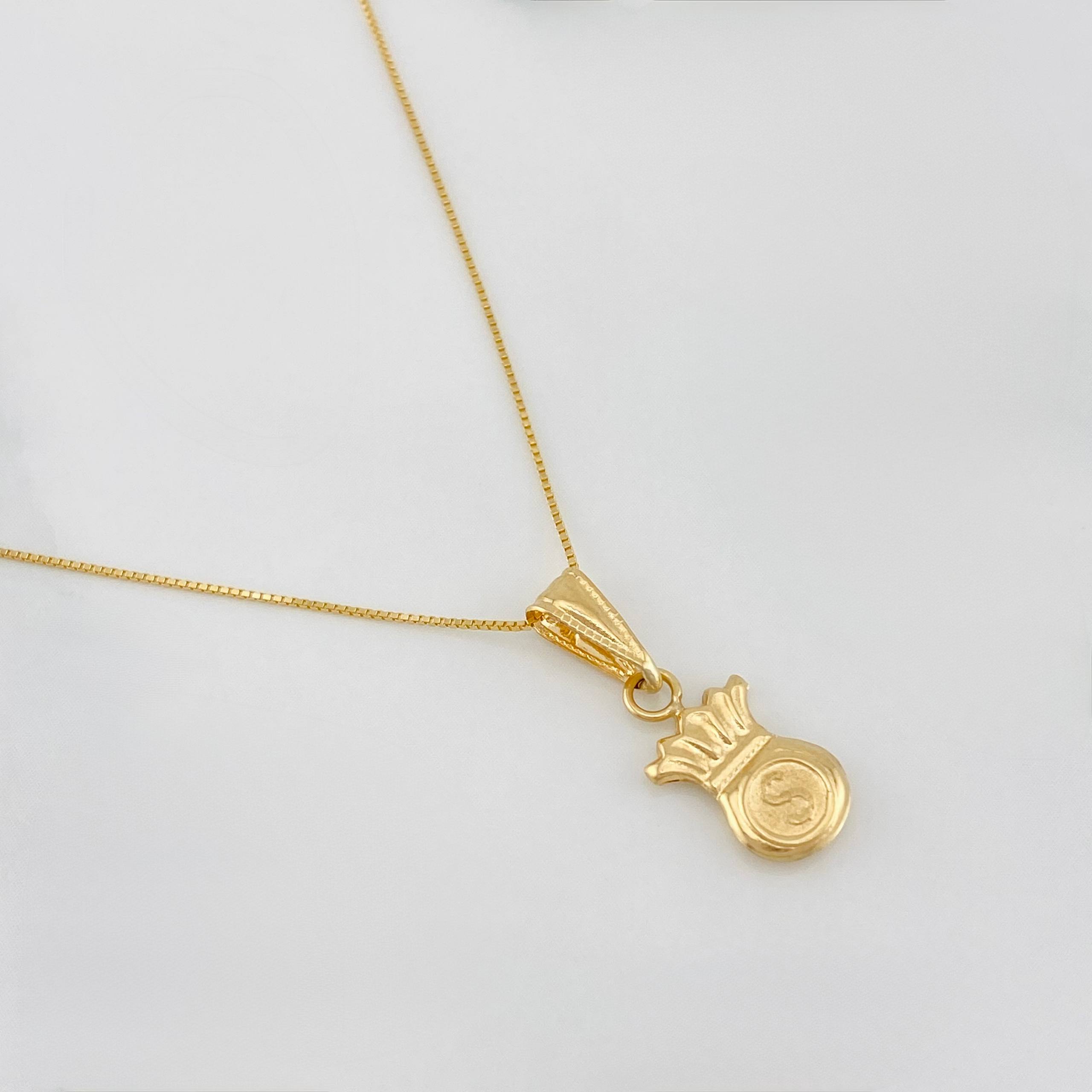Venetian Chain Set + Money Bag Pendant / 1.85g / 18 in Yellow Gold 18K
