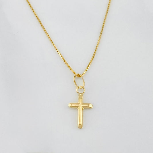 Set Cadena Veneciana + Dije Cruz / 1.4 g / 17 3/4 in Oro Amarillo 18K