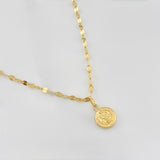 Mirror Flower Chain Set + Saint Benedict Pendant / 1.35g / 16 in 18K Yellow Gold