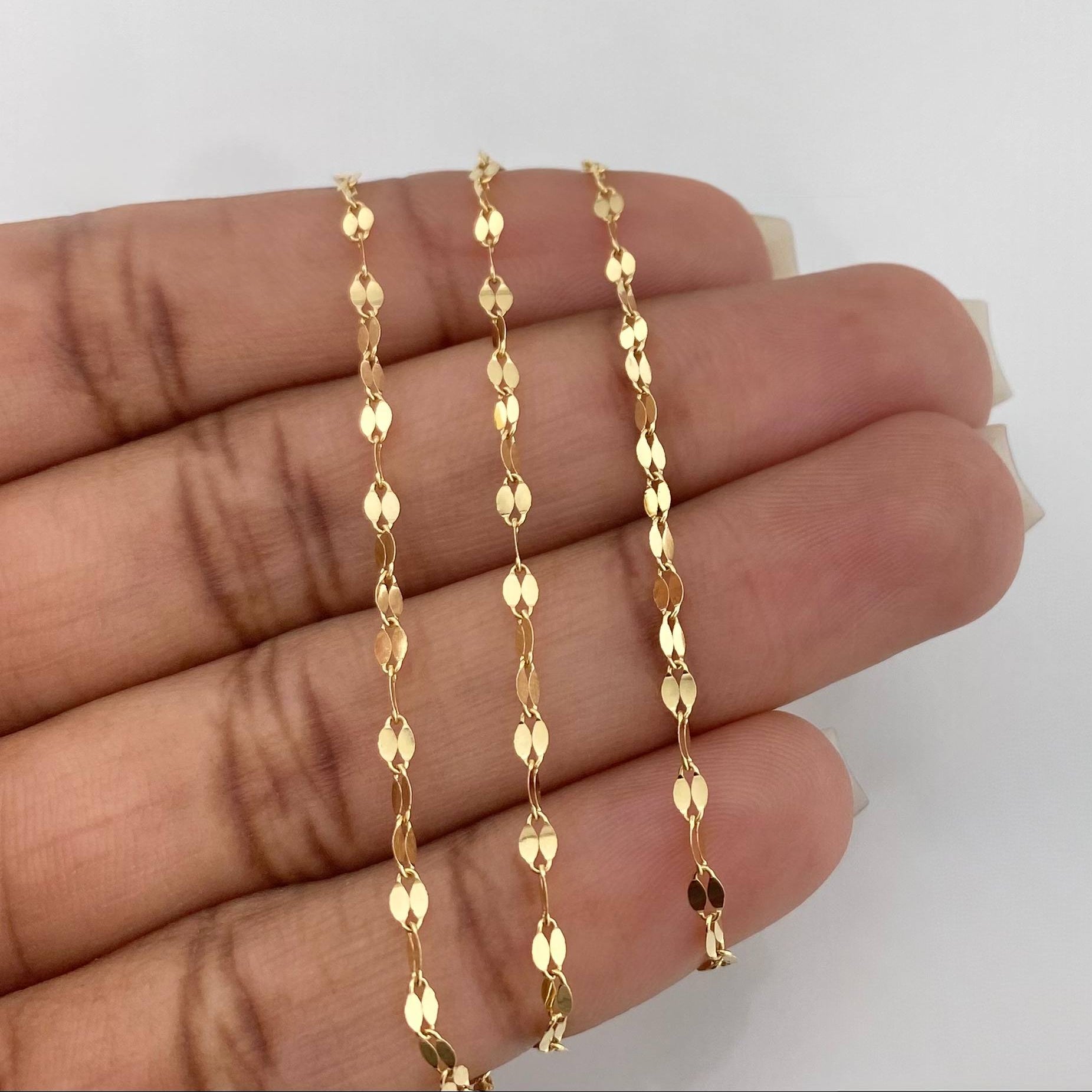 Set Mirror Flower Chain + Money Bag Pendant / 1.45 g / 15 3/4 in 18K Yellow Gold