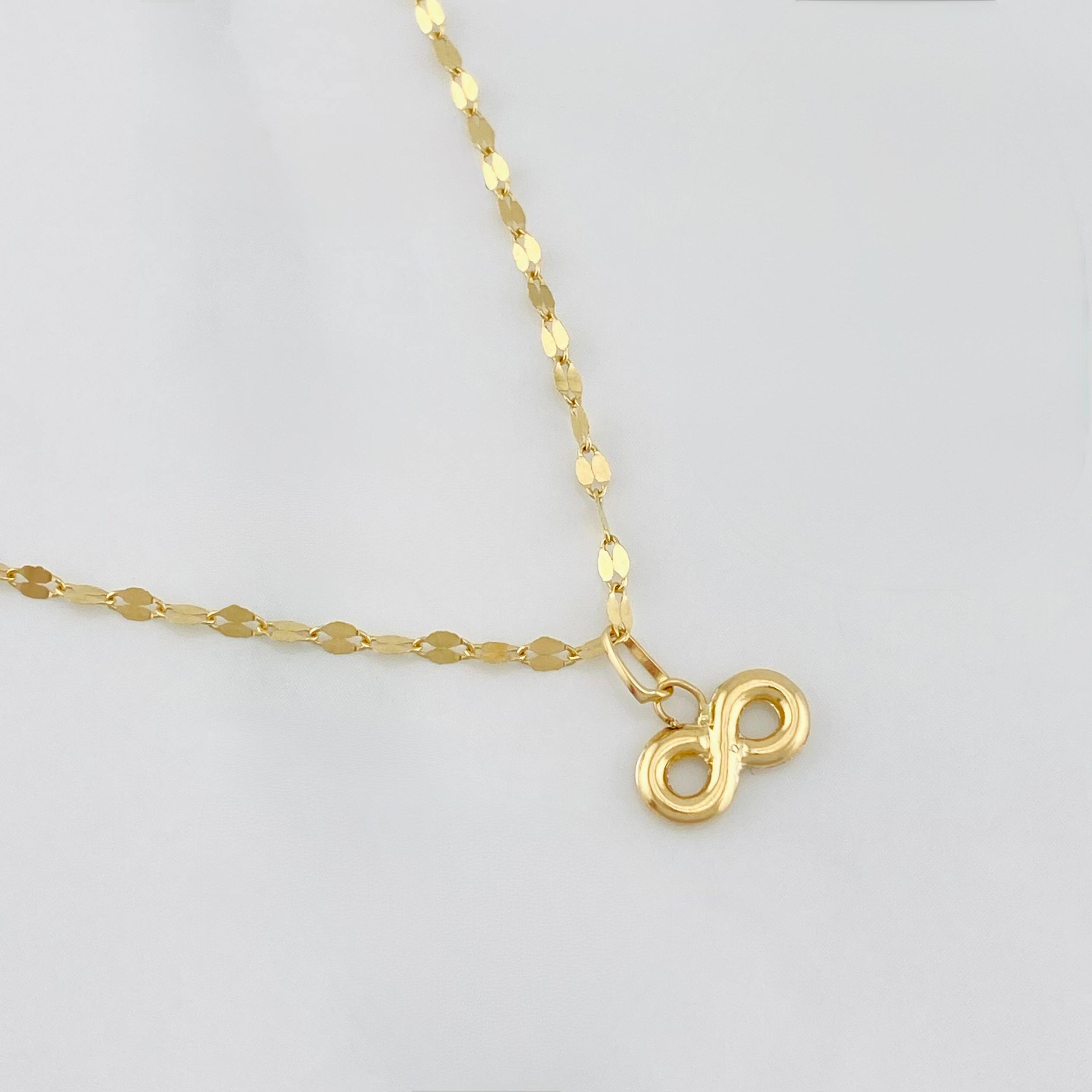 Set Mirror Flower Chain + Infinity Pendant / 1.35g / 16 in 18K Yellow Gold
