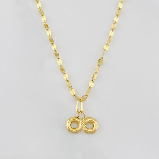 Set Cadena Flor Espejo + Dije Infinito / 1.35 g / 15 3/4 in Oro Amarillo 18K