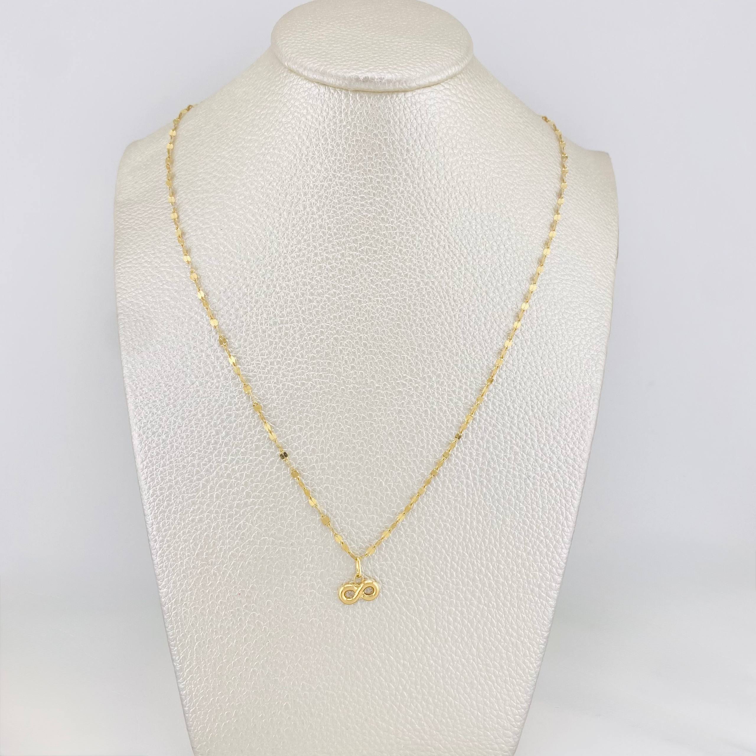 Set Mirror Flower Chain + Infinity Pendant / 1.35g / 16 in 18K Yellow Gold
