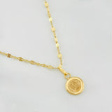 Mirror Flower Chain Set + Crown Pendant / 1.6g / 16 in Yellow Gold 18K