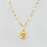 Mirror Flower Chain Set + Crown Pendant / 1.6g / 16 in Yellow Gold 18K