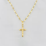 Set Mirror Flower Chain + Christ Cross Pendant / 1.35 g / 15 3/4 in 18K Yellow Gold
