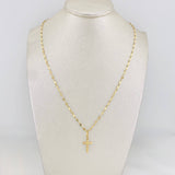 Set Mirror Flower Chain + Christ Cross Pendant / 1.35 g / 15 3/4 in 18K Yellow Gold
