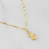 Set Mirror Flower Chain + Money Bag Pendant / 1.7g / 16 in 18K Yellow Gold