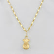 Set Mirror Flower Chain + Money Bag Pendant / 1.7g / 16 in 18K Yellow Gold