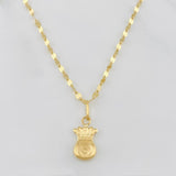 Set Mirror Flower Chain + Money Bag Pendant / 1.7g / 16 in 18K Yellow Gold