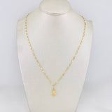 Set Mirror Flower Chain + Money Bag Pendant / 1.7g / 16 in 18K Yellow Gold