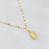 Set Mirror Flower Chain + Virgin of Guadalupe Pendant / 1.45g / 16 in Yellow Gold 18K