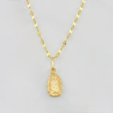 Set Mirror Flower Chain + Virgin of Guadalupe Pendant / 1.45g / 16 in Yellow Gold 18K
