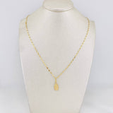 Set Mirror Flower Chain + Virgin of Guadalupe Pendant / 1.45g / 16 in Yellow Gold 18K