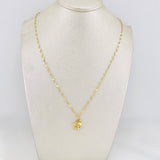 Set Cadena Flor Espejo + Dije Tres Gracias / 1.55g / 16 in Oro Amarillo 18K