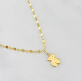 Mirror Flower Chain Set + Bear Pendant / 1.25 g / 15 3/4 in 18K Yellow Gold