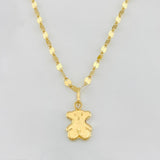 Mirror Flower Chain Set + Bear Pendant / 1.25 g / 15 3/4 in 18K Yellow Gold