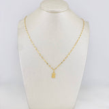 Mirror Flower Chain Set + Bear Pendant / 1.25 g / 15 3/4 in 18K Yellow Gold