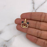 Pendant Bear Face Silhouette 1.55gr / 2cm / Black and White Zircons 18K Yellow Gold $