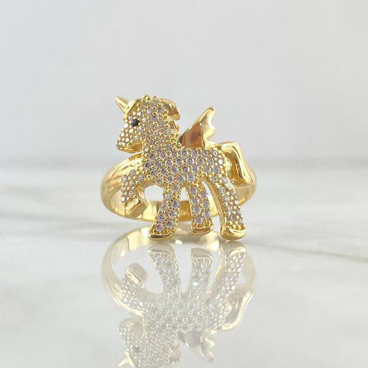 Unicorn Ring 5.75gr / Size 7 1/4 / White Zircons 18K Yellow Gold *