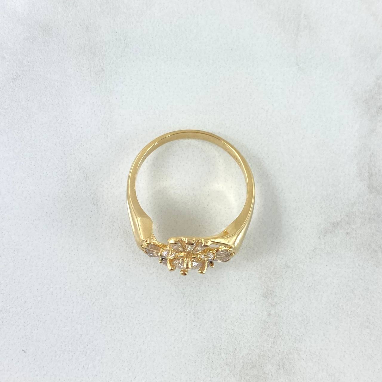 Flower Basteada Ring 5.8gr / Size 7 1/4 / White Zircons 18K Yellow Gold *