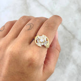 Flower Basteada Ring 5.8gr / Size 7 1/4 / White Zircons 18K Yellow Gold *