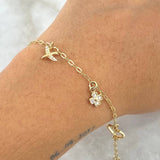Bracelet Box 4.25gr / 21cm / "Heart - Clover - Airplane - Letter A - Cross - Heart" 18K Yellow Gold
