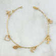 Bracelet Box 4.5gr / 20.5cm / "Airplane - Heart - Leaf - Letter C - Faith - Clover" 18K Yellow Gold