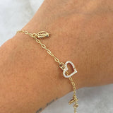Bracelet Box 4.5gr / 20.5cm / "Airplane - Heart - Leaf - Letter C - Faith - Clover" 18K Yellow Gold